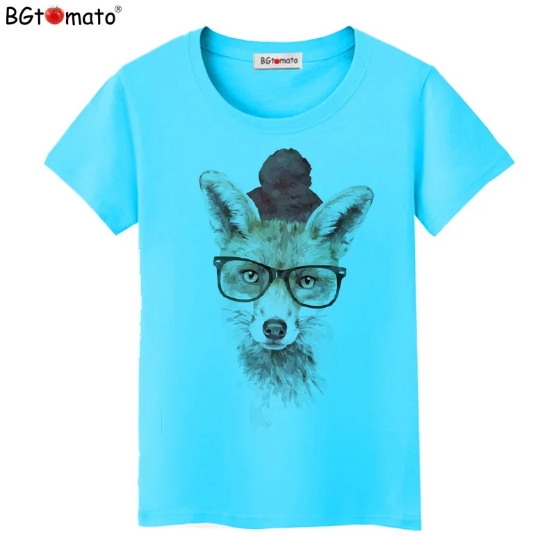 Cool fox creative T-shirts women brand new good quality soft casual shirts Hot sale cool tops women tees