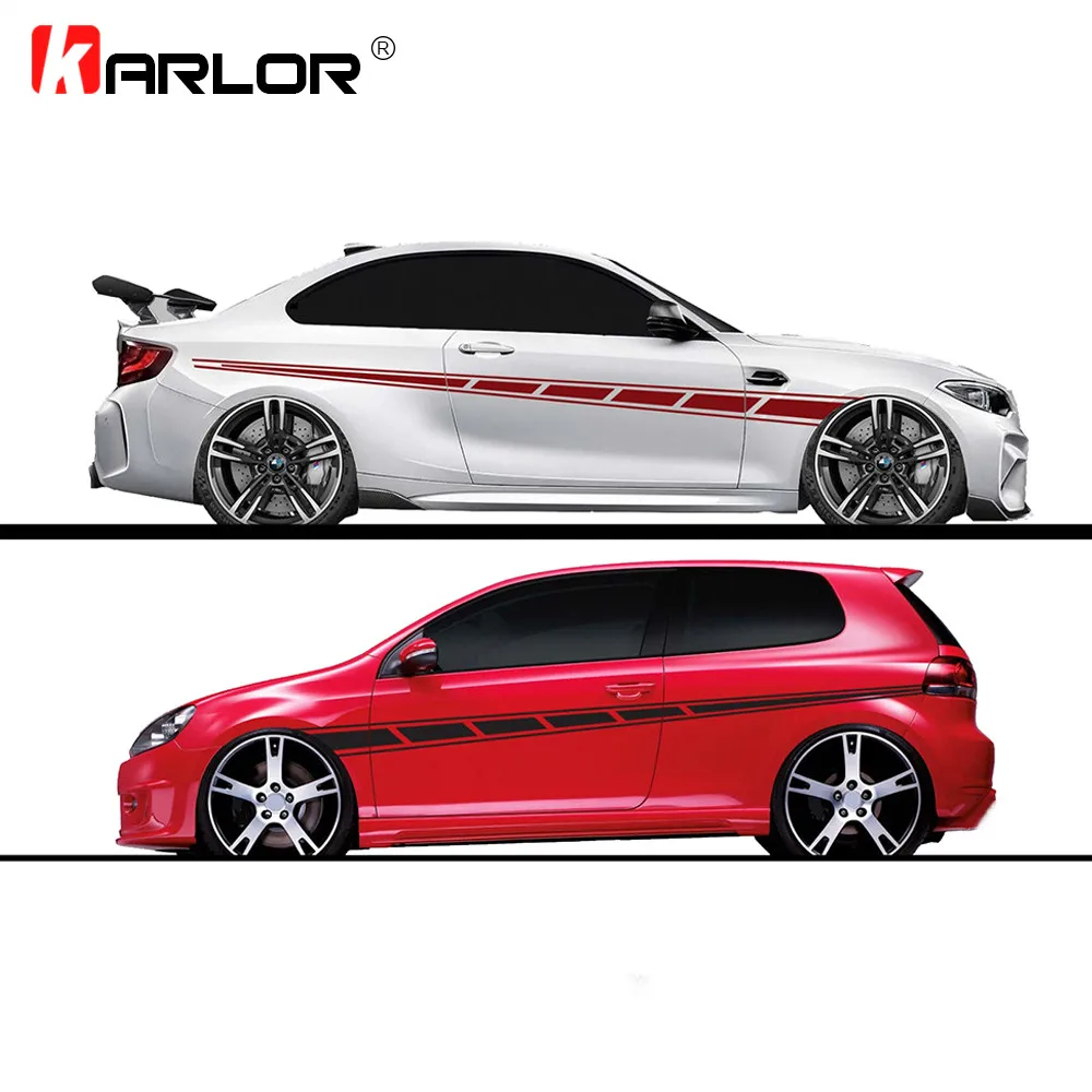 

2pcs/lot 300x14cm Both Sides Stickers Tuning Style Side Strip Bumper Car Wrap Vinyl Film Automobiles Products Car Accessories