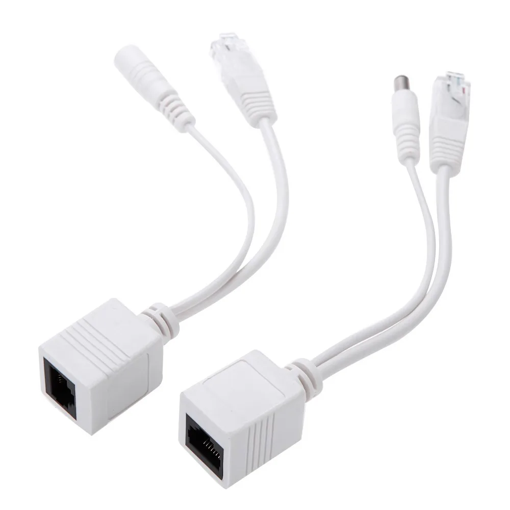 1Pair POE Splitter + POE Injector POE Switch Cable CCTV Adapter 12V Power Supply Cable CCTV Accessory Used For IP Camera