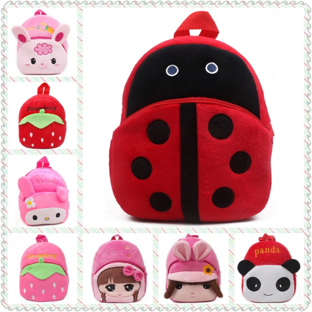 Ladybug Baby Girls Plush Backpacks Satchel Cute Children School Bag Mini Picnic Shoulder Bags Girl Kindergarten Student Knapsack