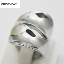 Custom Stainless Steel Jewelry Finger Ring Edge Raised Middle Hollow Shiny Silver Color Roll Ring For Women