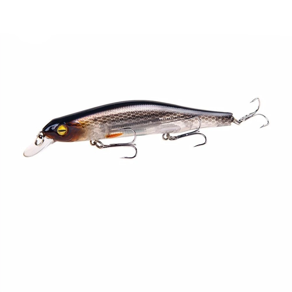 1pc isca de pesca minnow 12.5cm/17.7g topwater isca artificial 3d olhos wobblers de plástico enfrentar pesca sistema de ímã de fundição distante