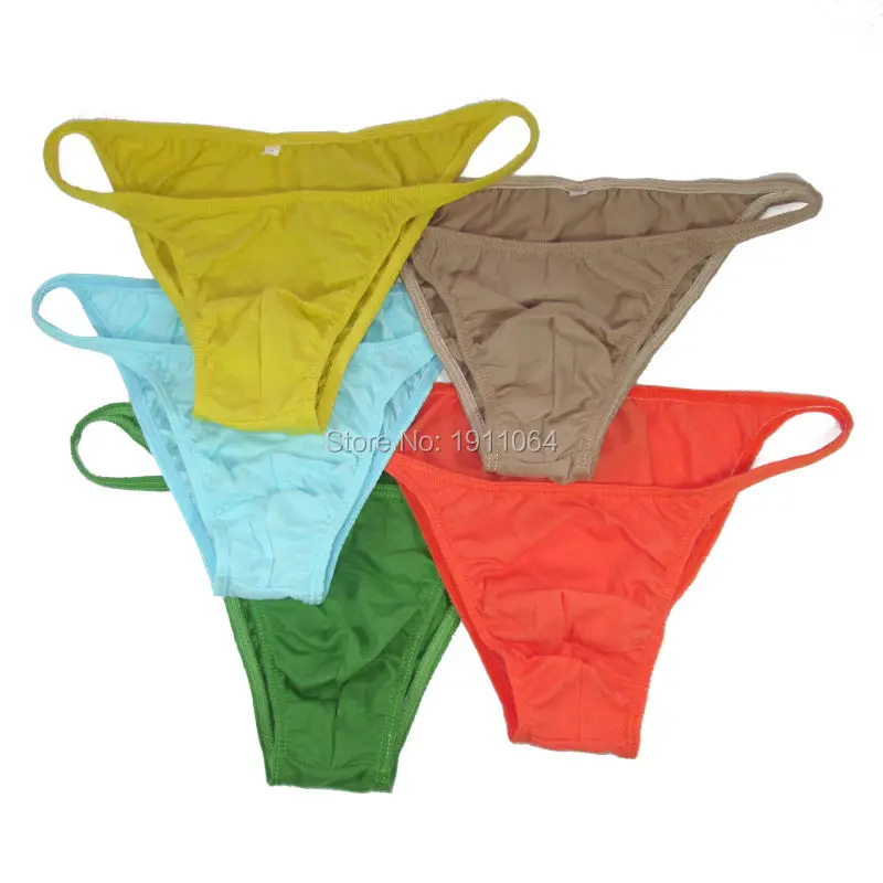 Mens Pouch Small Bikini Tanga Half Back Low Rise G377C Soft Fine Cotton 9-color