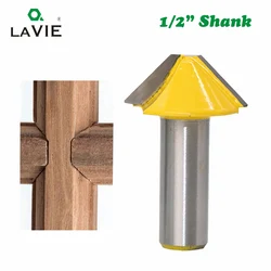 1pc 12mm 1/2 z węglika spiekanego w kształcie litery V czop do cięcia nóż z płaskim dnem frezy Router Bit do drzwi z drewna okna 03150