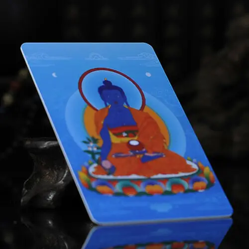 Collection Tibetan Buddhism Exquisite Painting Amulet Thangka Pharmacist Medicine Buddha Safe And Good Luck Card Gift