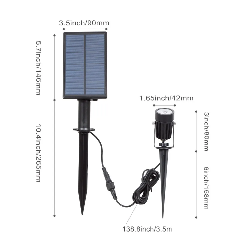 T-SUN-Refletores solares LED à prova d\'água, luz solar ao ar livre, luzes de parede, decoração de jardim, lâmpadas, 6000K, 3000K, IP65