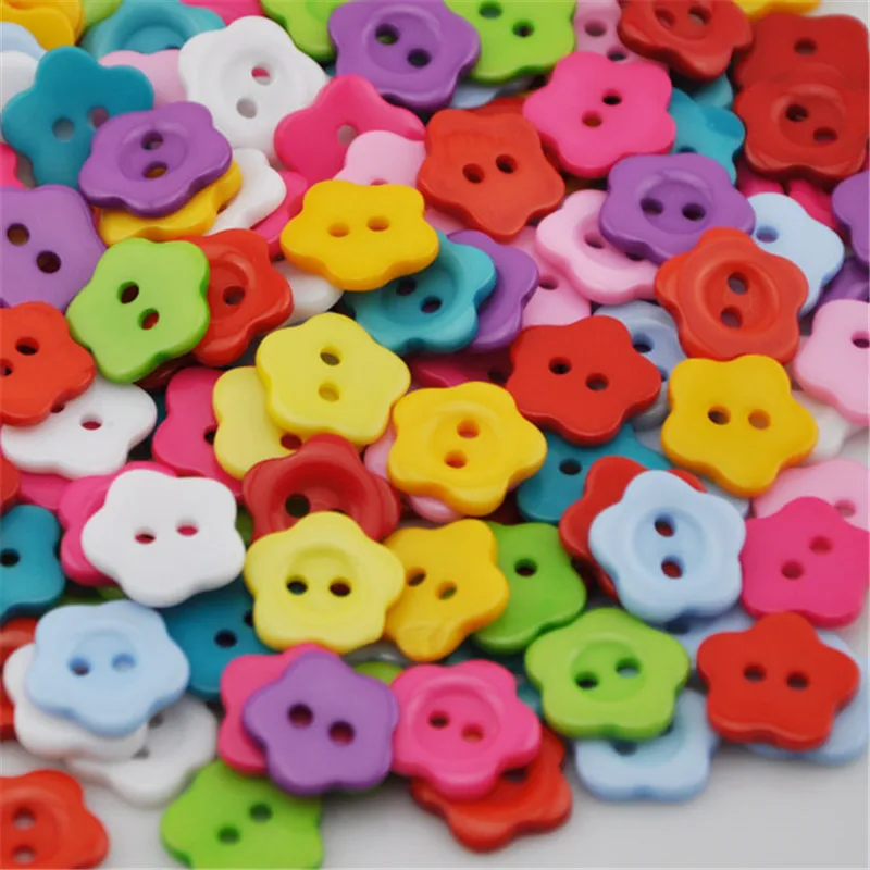 50/100 Pcs 15 mm Flowers Plastic Button For Sewing Accessories/Crafts PT76