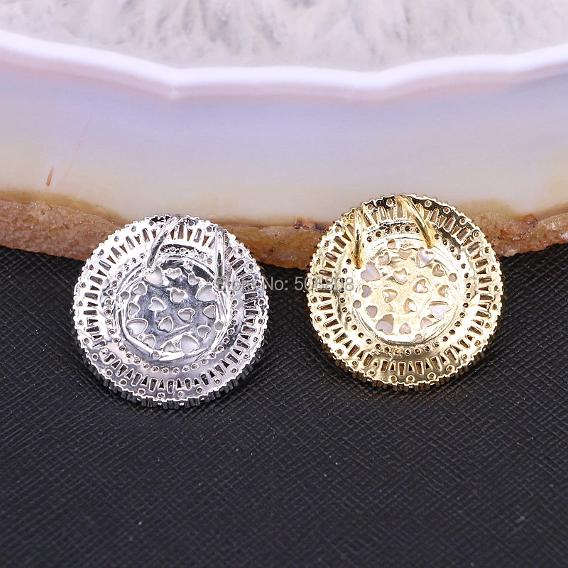 5 قطعة ZYZ185-8801 جولة شكل الذهب/الفضة اللون النحاس مع تشيكوسلوفاكيا مايكرو تمهيد أم اللؤلؤ MOP شل ماريا قلادة مجوهرات