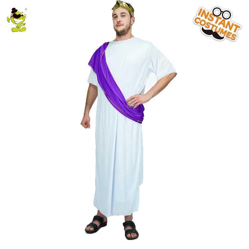 Men Roman Noble Costume Party  With Purple Sash Roman Costumes For Adults