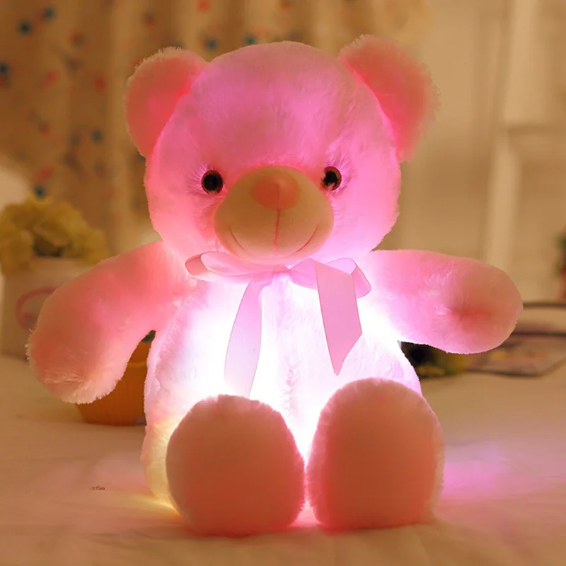 50cm Pillow doll Creative Light Up LED Inductive Stuffed Animals Plush Toy Colorful Glowing Bear Christmas for Children Gift