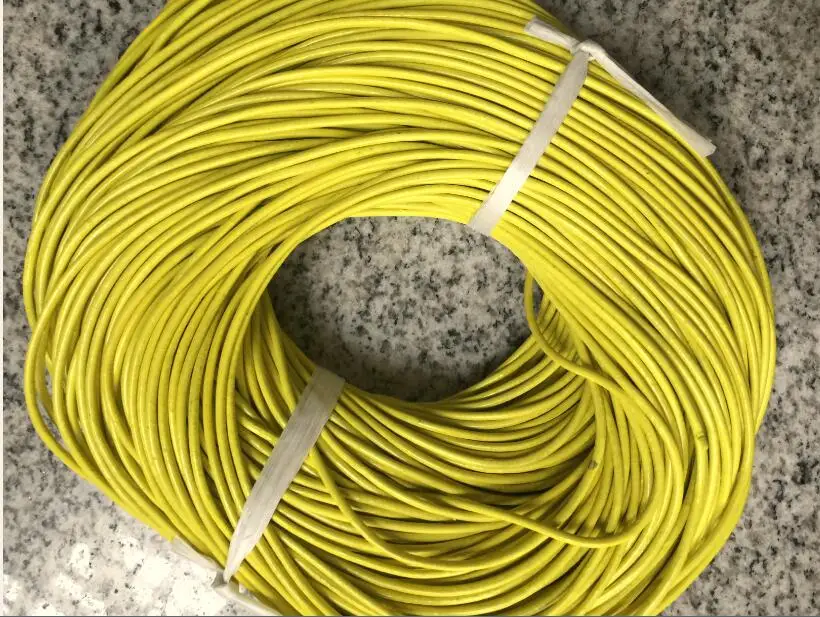 

100Meters 2mm Lemon Yellow Real leather cord Round Genuine leather Cord Thread Wire For Bracelet Necklace Jewelry Design