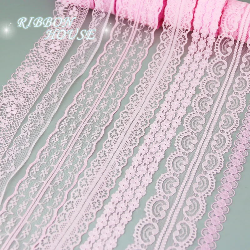 (10 yards/roll) pink lace fabric Webbing Decoration Lovely gift packing Material