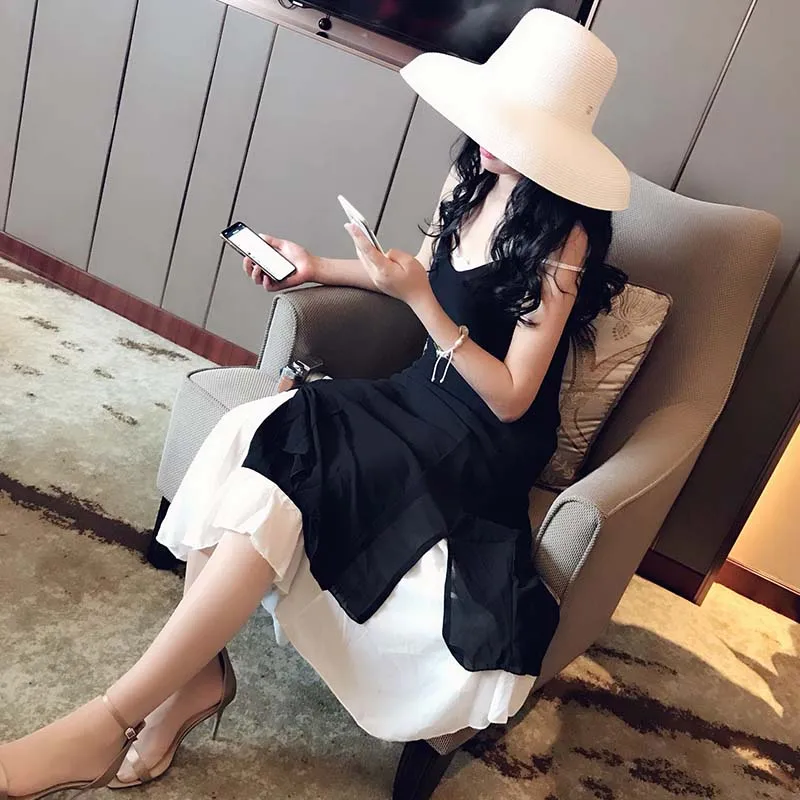 Summer Wide Brim Beach Sun Hat Big Floppy Women Hat Red Black White Red UV Sun Block Straw Hat Foldable Travel Derby Hat