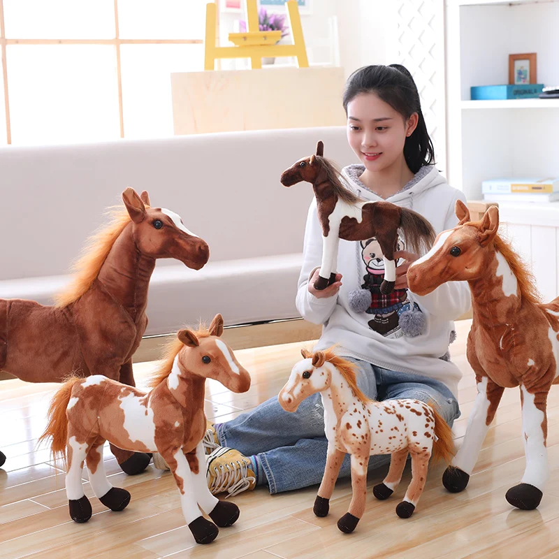 30-85cm 4 Styles Simulation Horse Plush Toy Stuffed Lifelike Animal Doll Baby Kids Gift Home Shop Decor Triver High Quality Toy