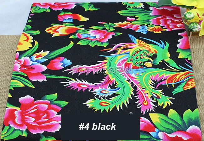 meter phoenix peony flowers cotton material red pink blue chinese national ethnic pattern thick twill cotton fabric tecido