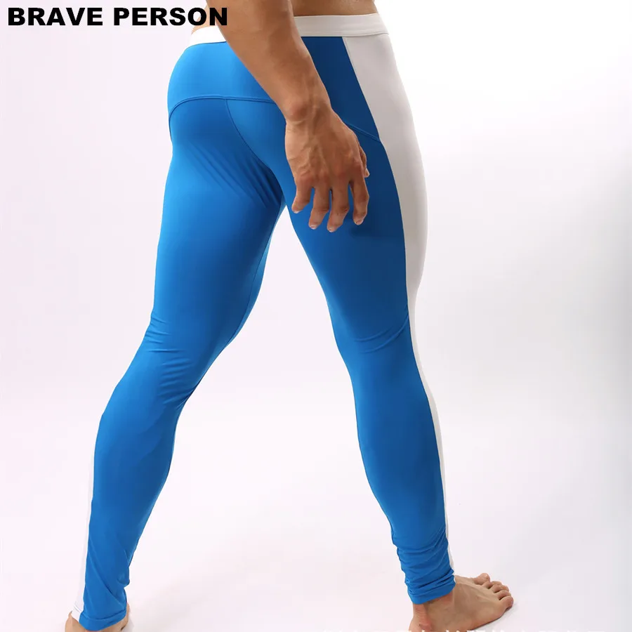 BRAVE PERSON Men\'s Fashion Soft Tights Leggings Pants Nylon Spandex Underwear Pants Bodybuilding Long Johns Men Trousers B1601