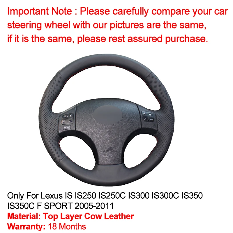 Hand Sewing Car Steering Wheel Cover Top Layer Cow Leather For Lexus IS IS250 IS250C IS300 IS300C IS350 IS350C F SPORT 2005