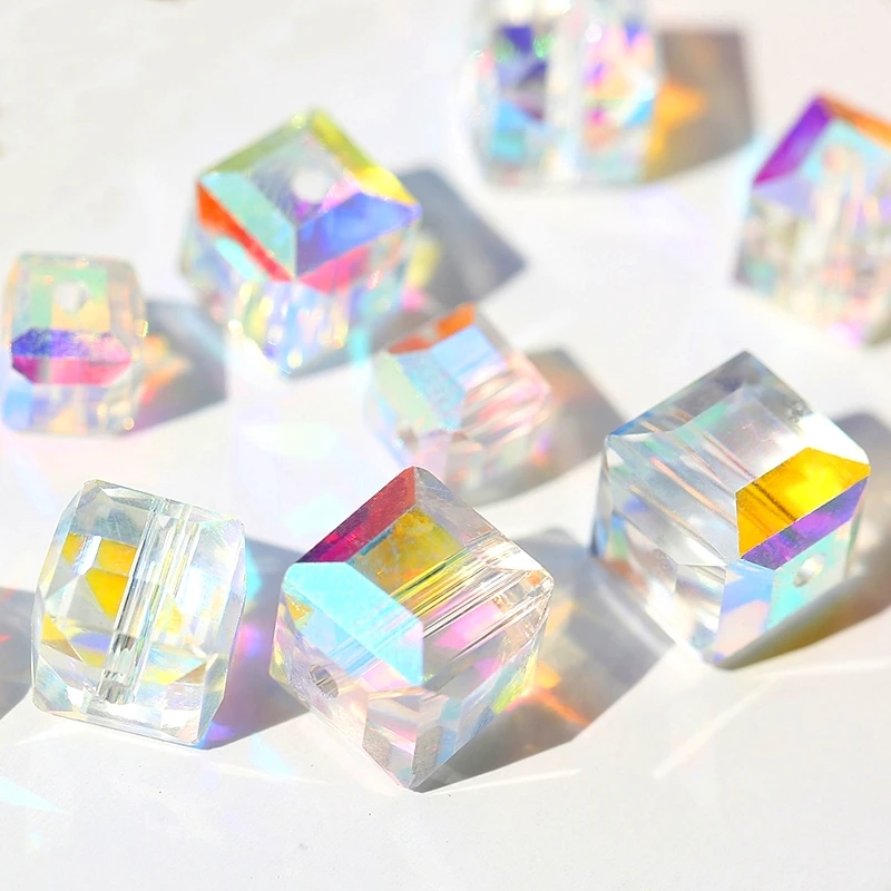 AAA Quality 6-10MM crystal Glass AB Square shape beads cube  Loose Spacer Beads Accessories for Necklace earring Jewelry making