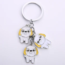 Shih Tzu dog pendant key chains for women men metal alloy bag charm car keychain key ring Best friend's gift Dog lovers holder