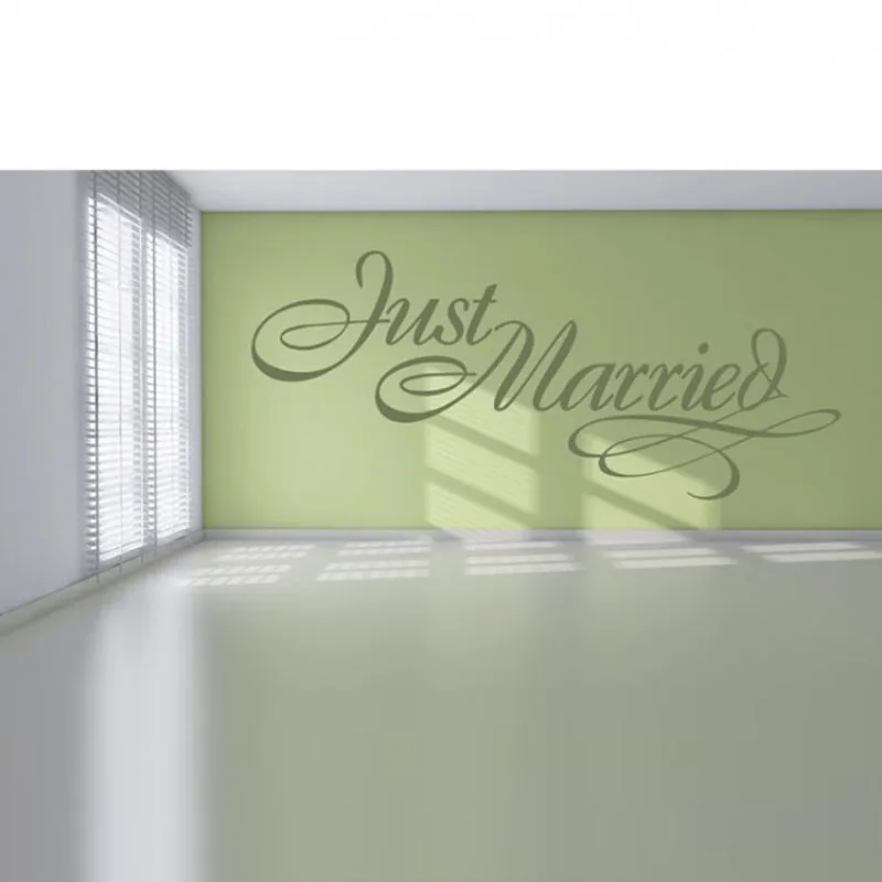 Just Married Elegant Sign Wedding Wall Stickers Occasion Decor Art Decals Quotes Wedding Party Decoration Vinyl Art Mural DS01