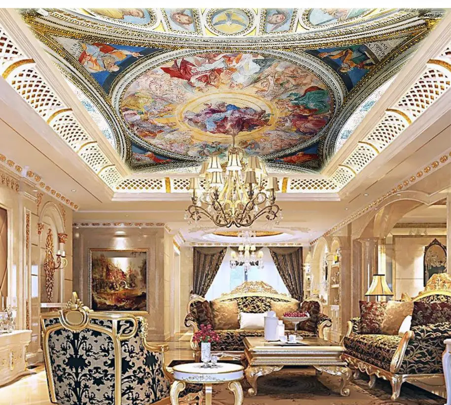 

3d ceiling murals wallpaper Heavenly oil painting ceiling wallpaper 3d ceiling Home Decoration