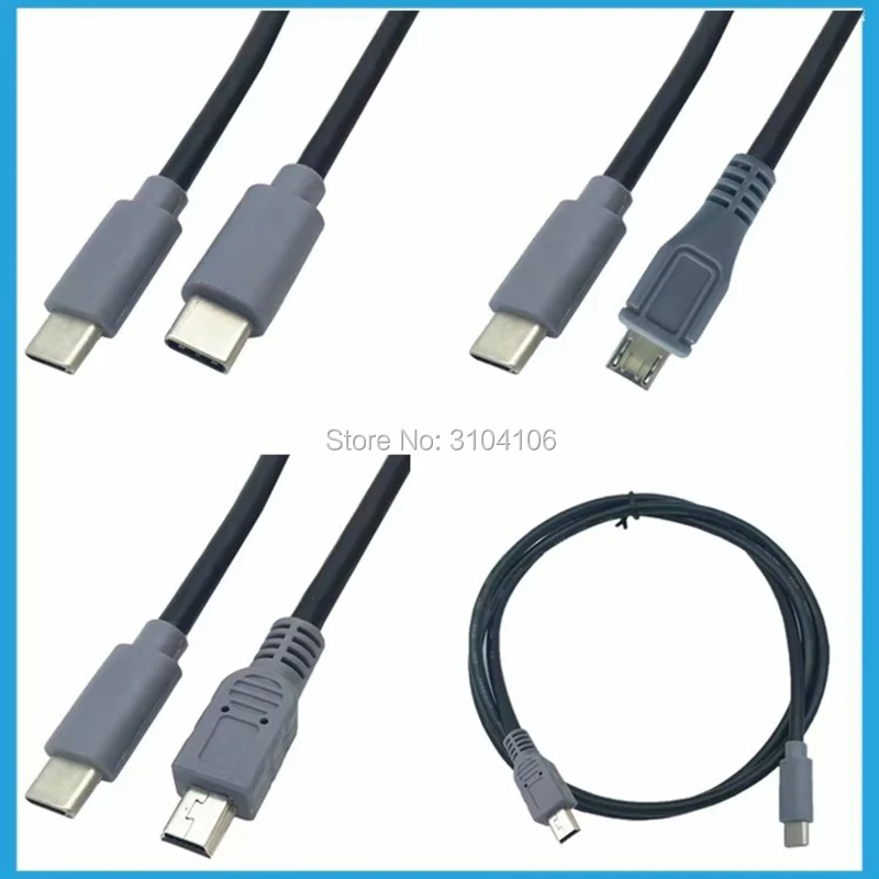 25CM  1M 3.1 type-c USB 2.0 Micro&Mini USB 5pin male to male data charging OTG converter adapter cable Connector USB-C Micro-USB