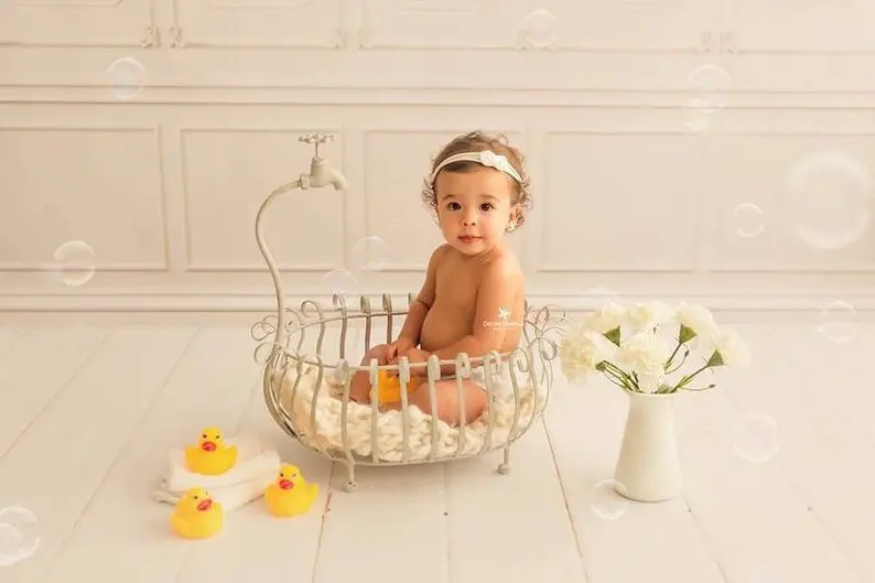 Newborn Photography Props Creative Props Iron Bathtub Props Baby Photo Baby Studio Accessori Prop Set for Posing Newborn Shoot