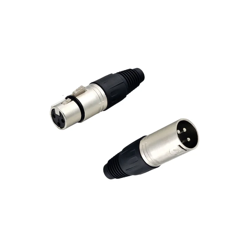 Conector de cabo de microfone XLR-3-F/M fêmea/masculino MIC Jack Plug Conector de microfone de áudio Conector de cabo de microfone preto