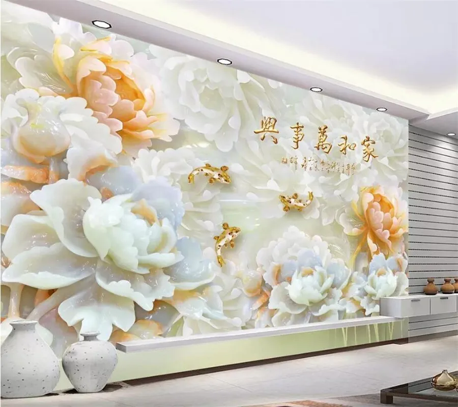 wellyu Custom Photo Wallpaper 3D Murals Home and Jade Carving Living Room Bedroom Background Wall paper Mural papel de parede