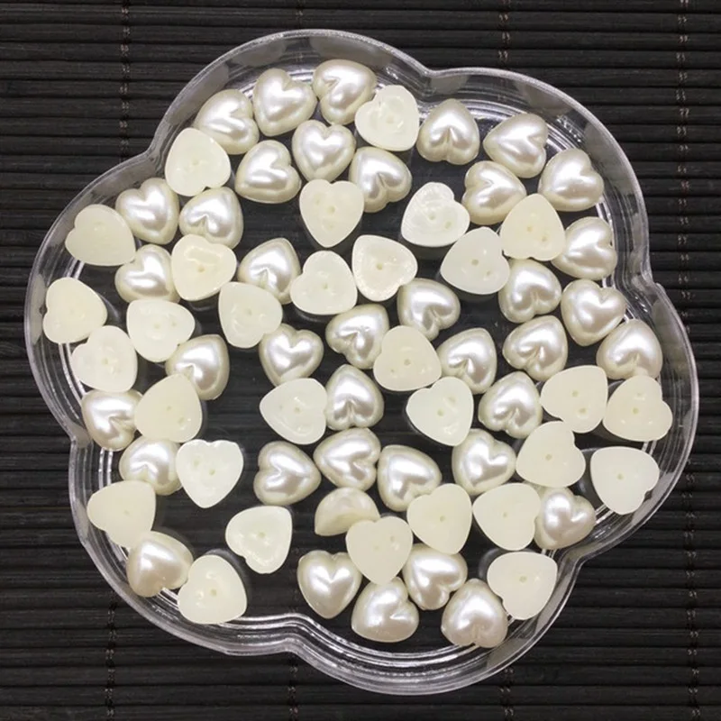 100pcs/lot 10mm Flatback ivory heart Pearl Christmas Craft Embellishment Wedding Decoration