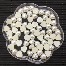 100pcs/lot 10mm Flatback ivory heart Pearl Christmas Craft Embellishment Wedding Decoration