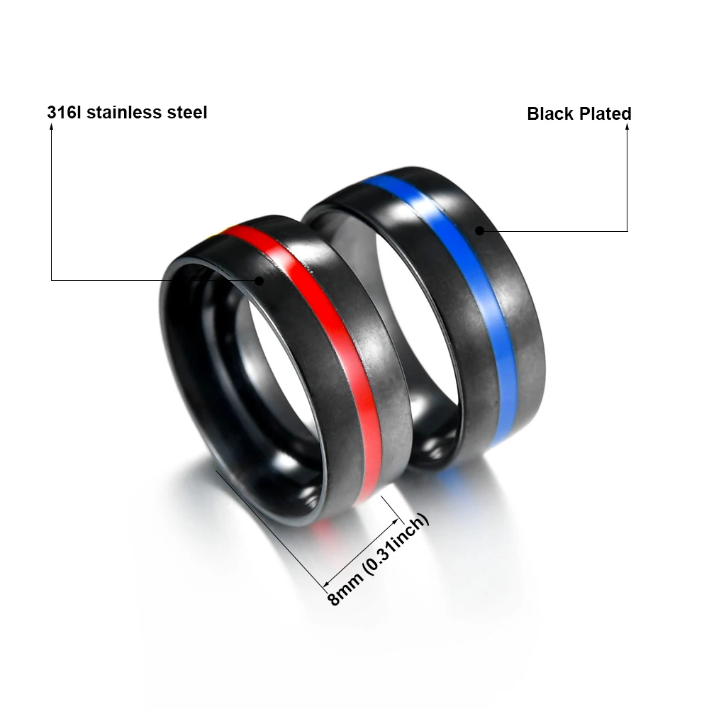 MeMolissa Mens Firefighter Ring Stainless Steel Thin Blue line Ring Top Quality red line rings drop shipping