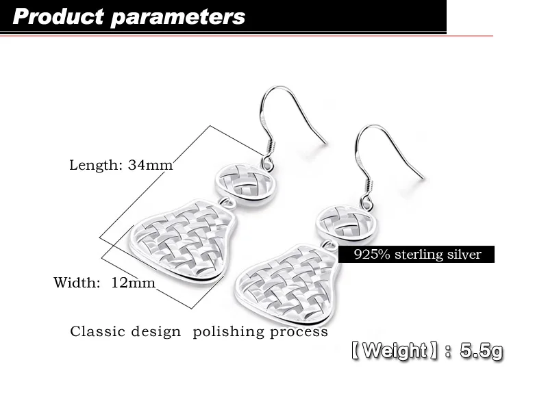 2024 Exquisite 925 Sterling Silver New Drop Earrings for Women Fashion Jewelry Beautiful Cutout Earrings Gift Party Best Friends