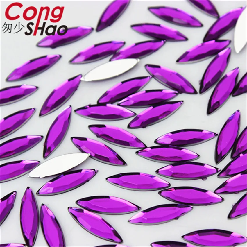 Cong Shao 200pcs 4*14.5mm Colorful flatback Horse Eye crystals and stones Acrylic Rhinestones applique Garment Decoration 8Y384