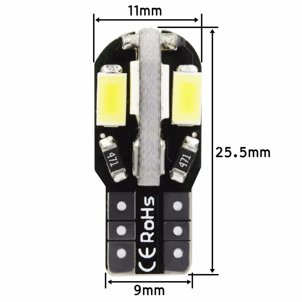 10 Veilleuses LED T10 ampoules 8 smd 5730 Canbus 5W BLANC ANTI ERREUR Lampe XenonWhite