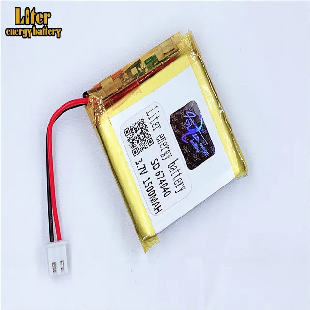 XHR-2P 2.45 2.54  3.7V 1500mAh 674040 polymer lithium battery 654040 learning machine driving recorder