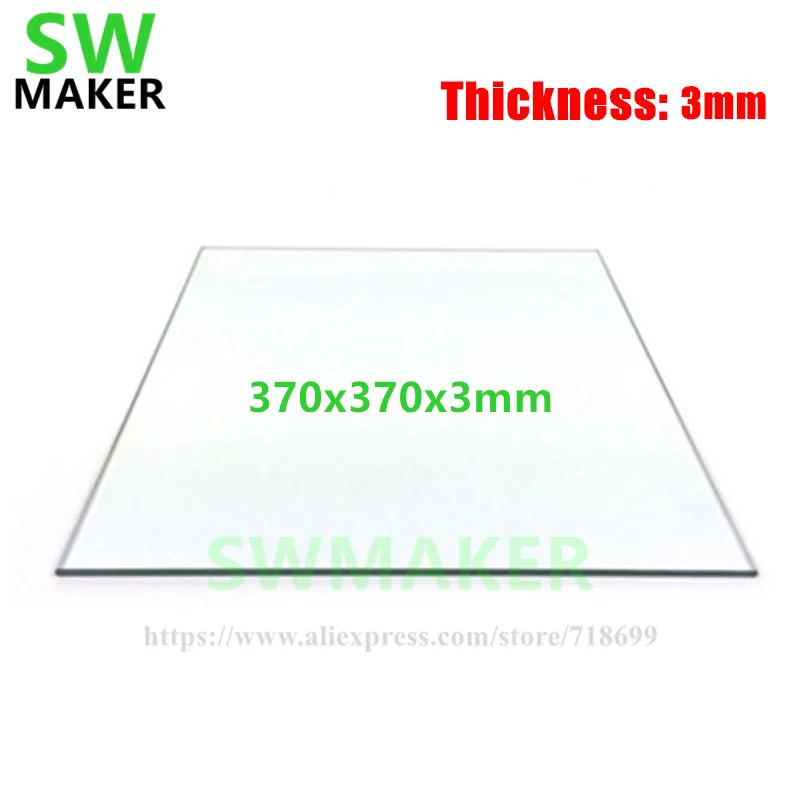 SWMAKER Borosilicate glass heating bed 370*370*3mm printing glass plate high quality freeshipping