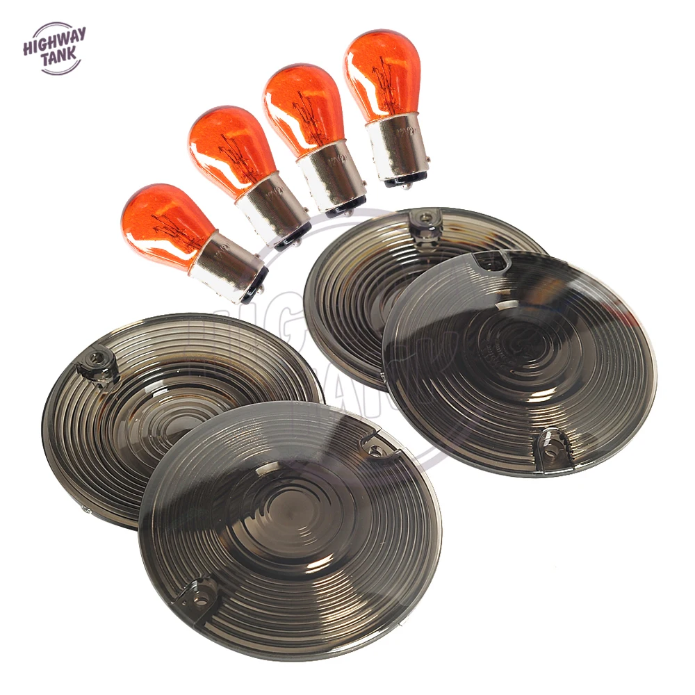 

4 Pcs Smoke Motorcycle Accessories Turn Signal Light Lens Cover Case for Harley Touring Electra Glides Road King