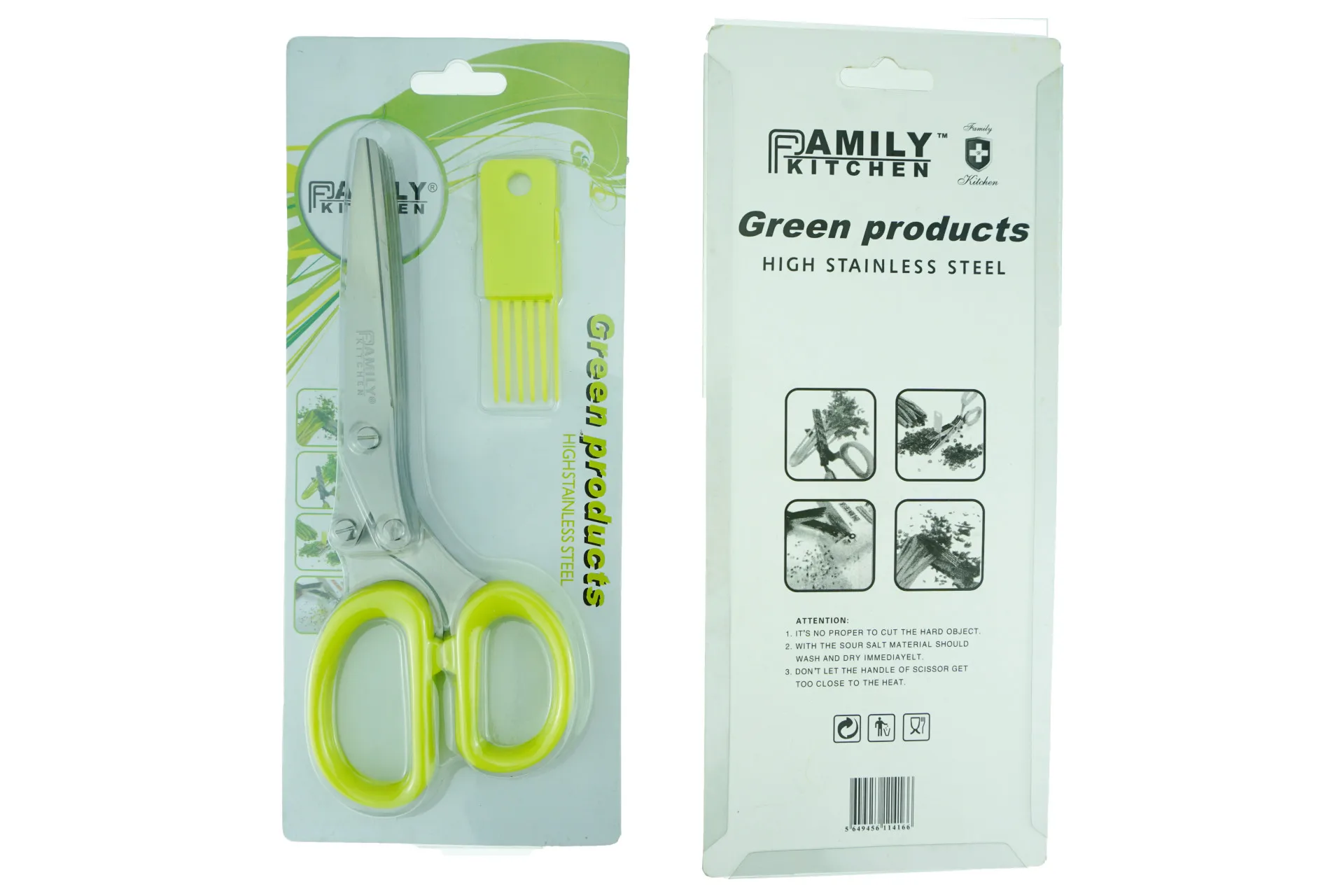 Herb Scissors Stainless Steel - Multipurpose Kitchen Shear with 5 Blades and Cover with Cleaning Comb