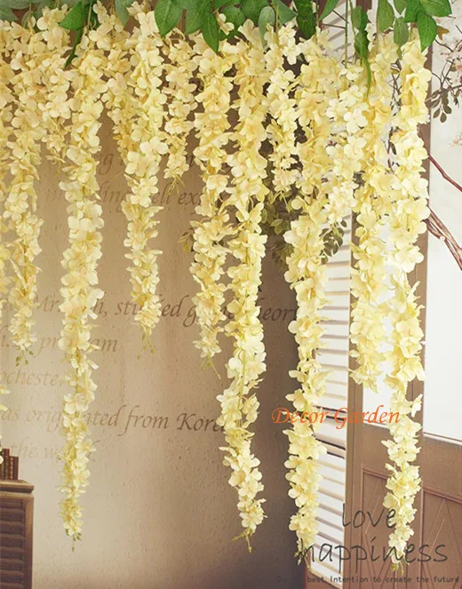 Artificial Hydrangea Wisteria Flower String, DIY Simulation, Wedding Arch, Square Rattan, Wall Hanging Basket, Can Be Extension,