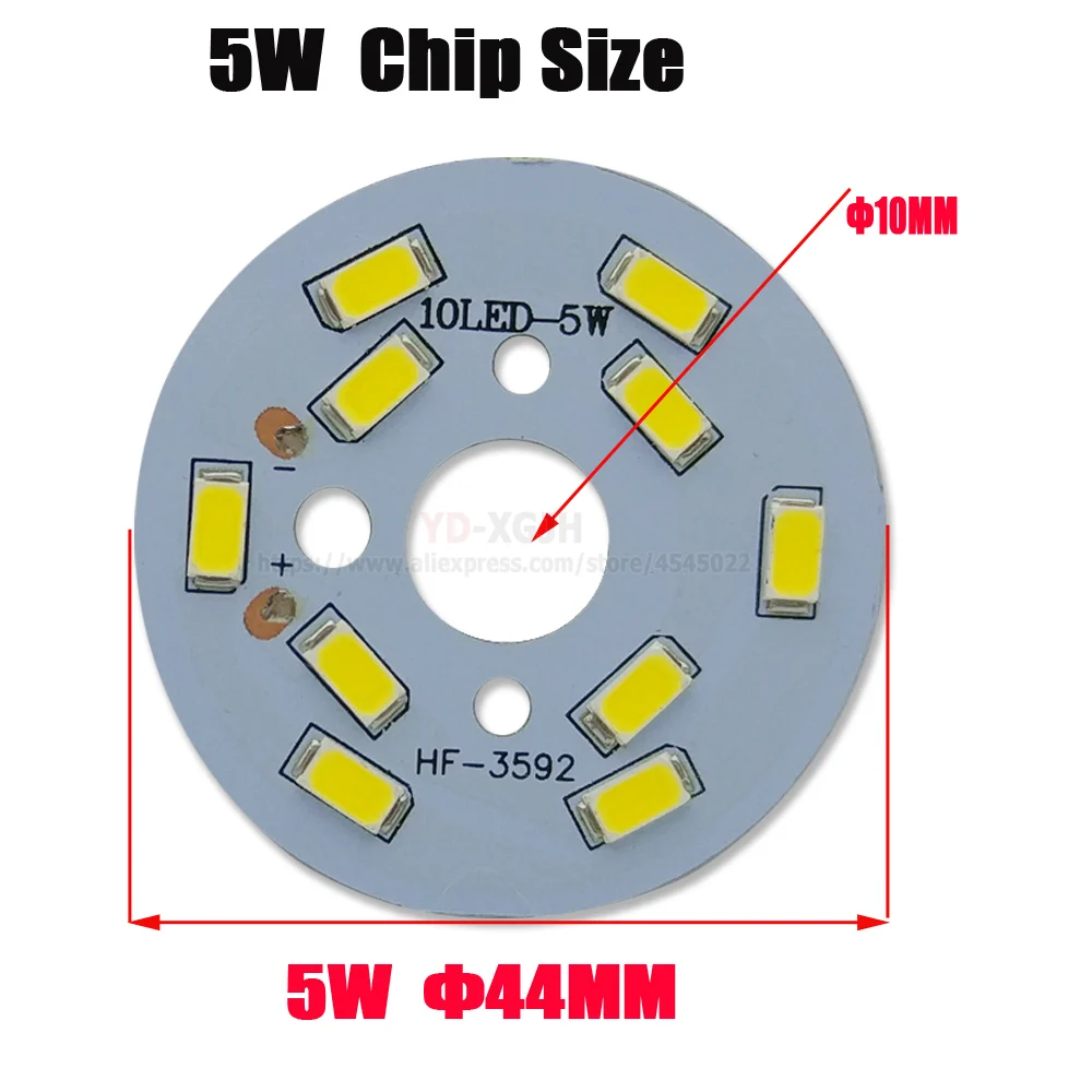 10P LED PCB Light board Installed SMD 5730 LED Chips Aluminum Lamp plate 5W 44mm Warm/Natural/White for Crystal Light Bulb DIY