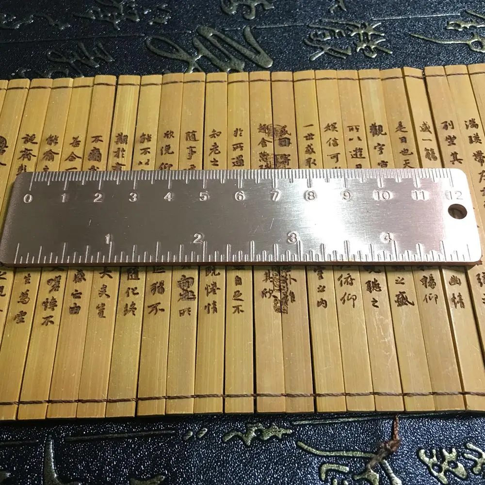 thick 1.5mm Vintage Brass Handy Straight Ruler copper Metal Copper Bookmark  Inch Dual Scales 130mm paperweight book mark school