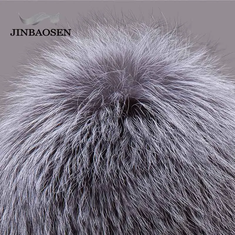 JINBAOSEN Female Winter Fur Hat Real Fox Fur Hat Knitted Silver Fox Fur Hat Female Bomer Cap