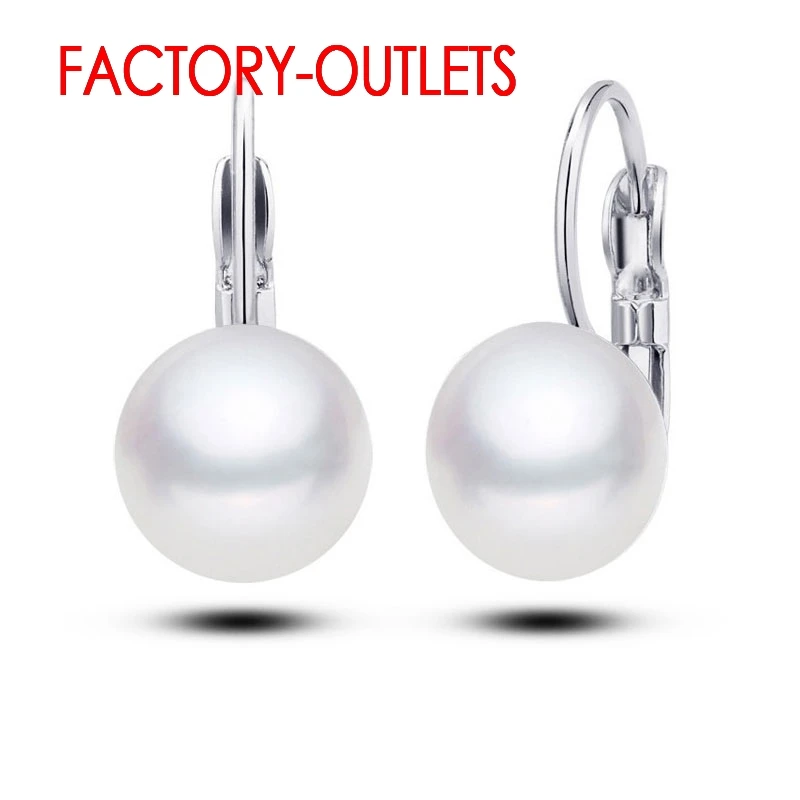 Fast Shipping Stock New Jewelry 12MM Natural Freshwater Pearl Lever Earrings Geniune 925 Silver Needle Earrings For Women Gift