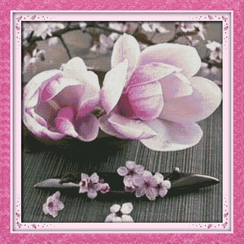 Magnolias of  Love cross stitch kit flower 18ct 14ct 11ct count printed canvas stitching embroidery DIY handmade needlework