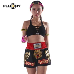 Fluory muay thai pantaloncini Sanda guantoni da boxe MMA lotta Per Gli Adulti i bicchierini dei bambini 2019 nuovo stile del ricamo