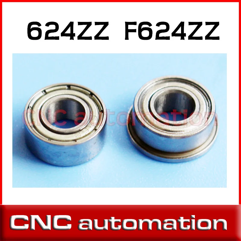 2pcs 624ZZ miniature radial F624ZZ S624ZZ flanged stainless 624 624Z shielded deep groove ball bearings 4*13*5mm