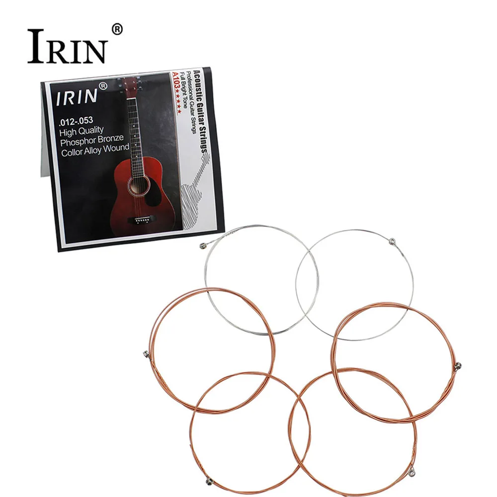 

IRIN A103 Phosphor Bronze Acoustic Guitar Strings Set 0.012-0.053 Inch Anti-rust Coated Copper Alloy Wound Strings