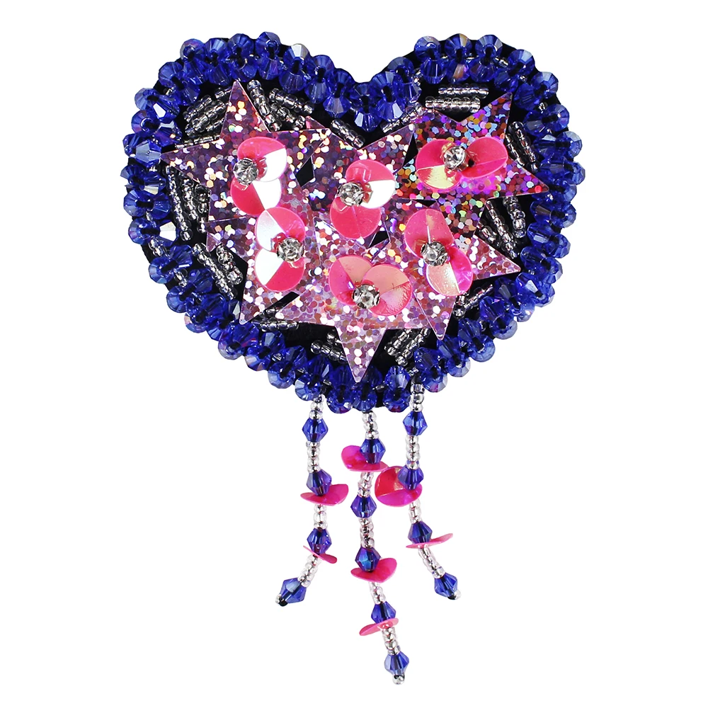 

10pieces Fashion Beaded Fringe Sequin Heart Patches DIY Brooches Bags Decorated Badges Craft Sewing Accessories TH1174