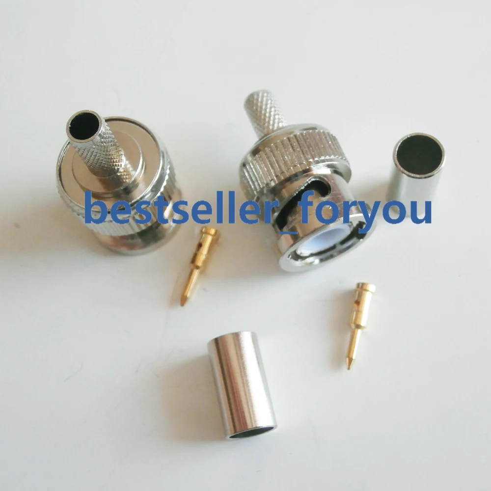 BNC Male Plug RF Coax Connector Crimp RG316,RG174,LMR100 Straight Nickelplated NEW wholesale